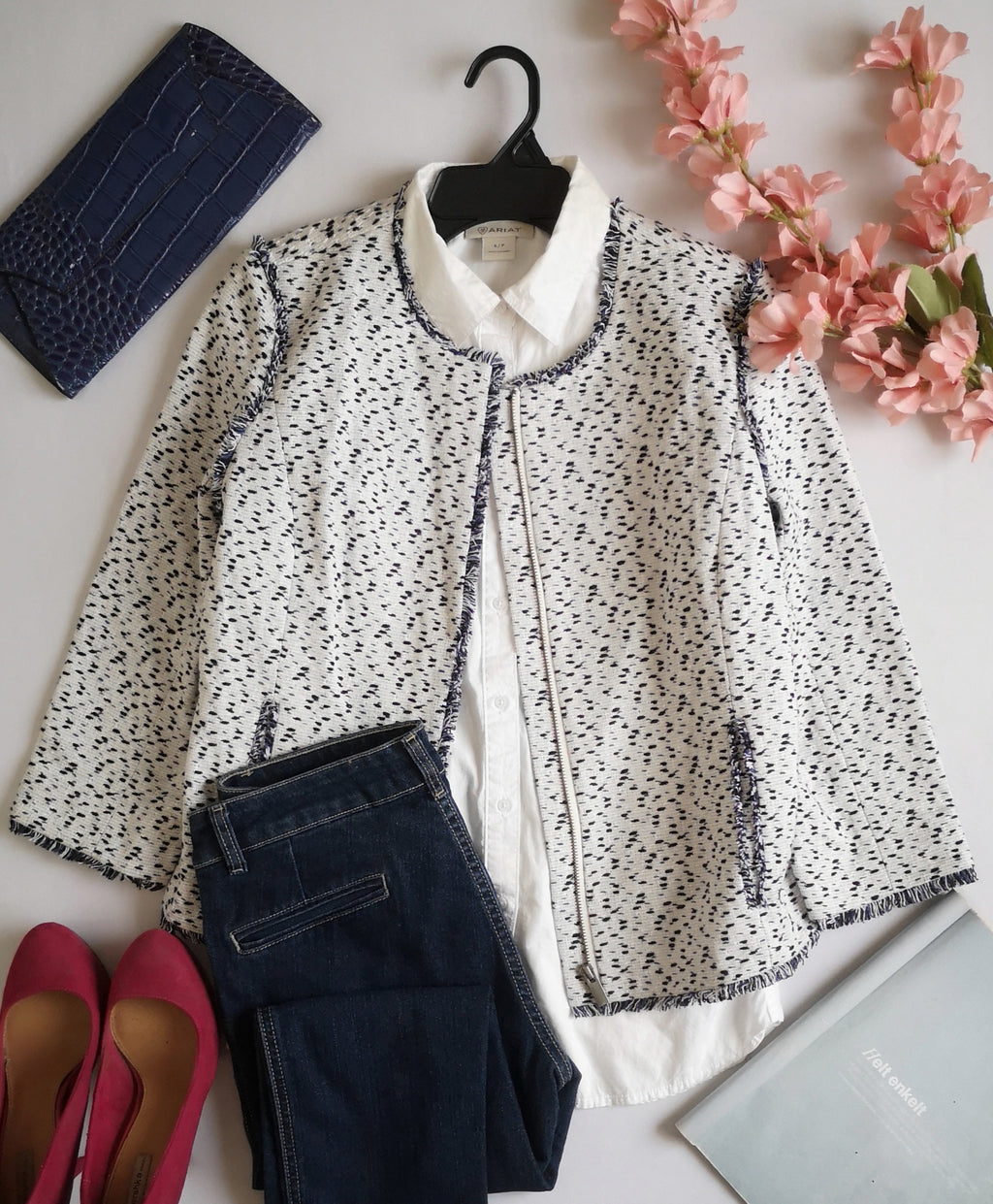 Chaqueta cuello redondo con zipper