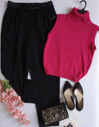 Blusa cuello alto y Pantalón con paletones