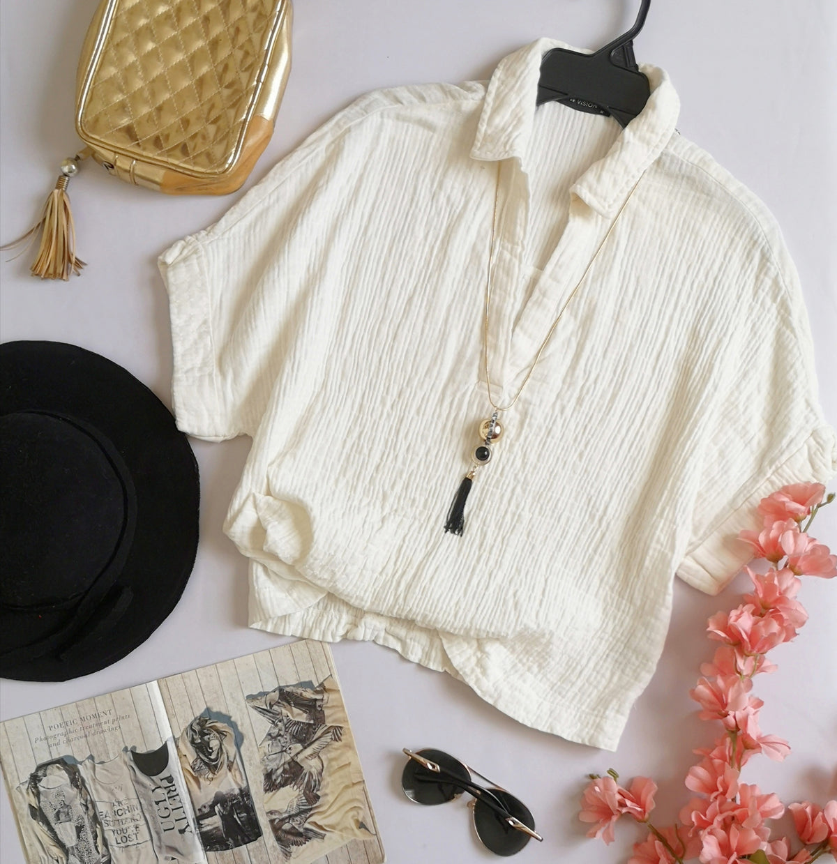 Blusa corrugada incluye collar ❤️