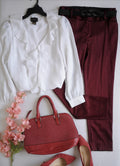 Blusa con olanes y pantalón semiformal