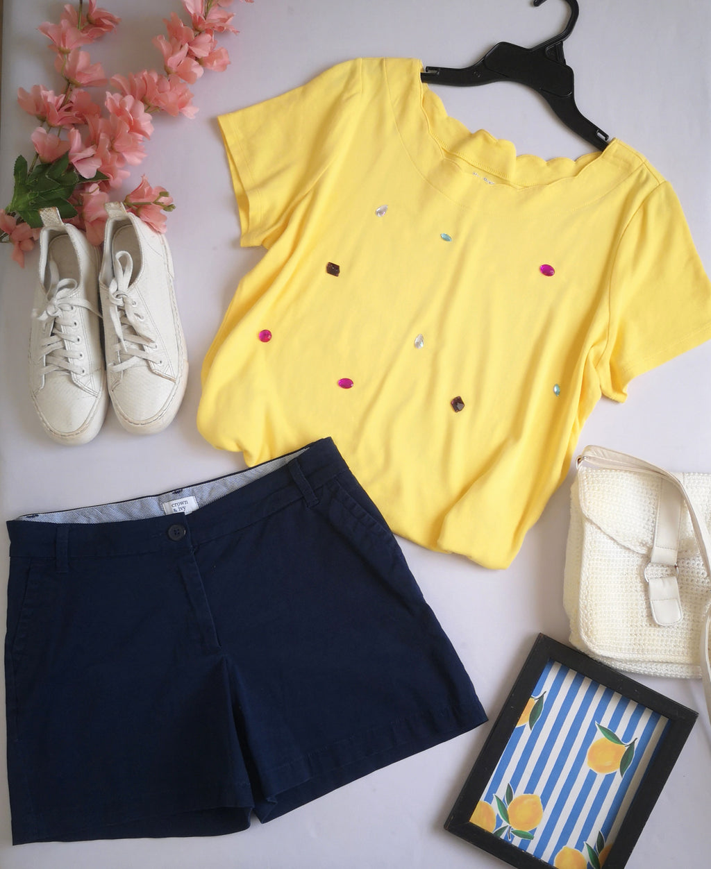 Blusa manga corta con short de gabardina ⚓
