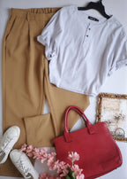 Blusa corta de algodón y pantalón con paletones ⚓
