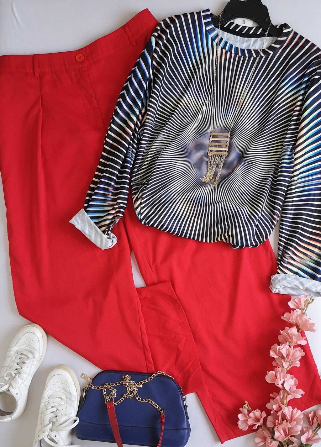 Palazzo con blusa manga larga