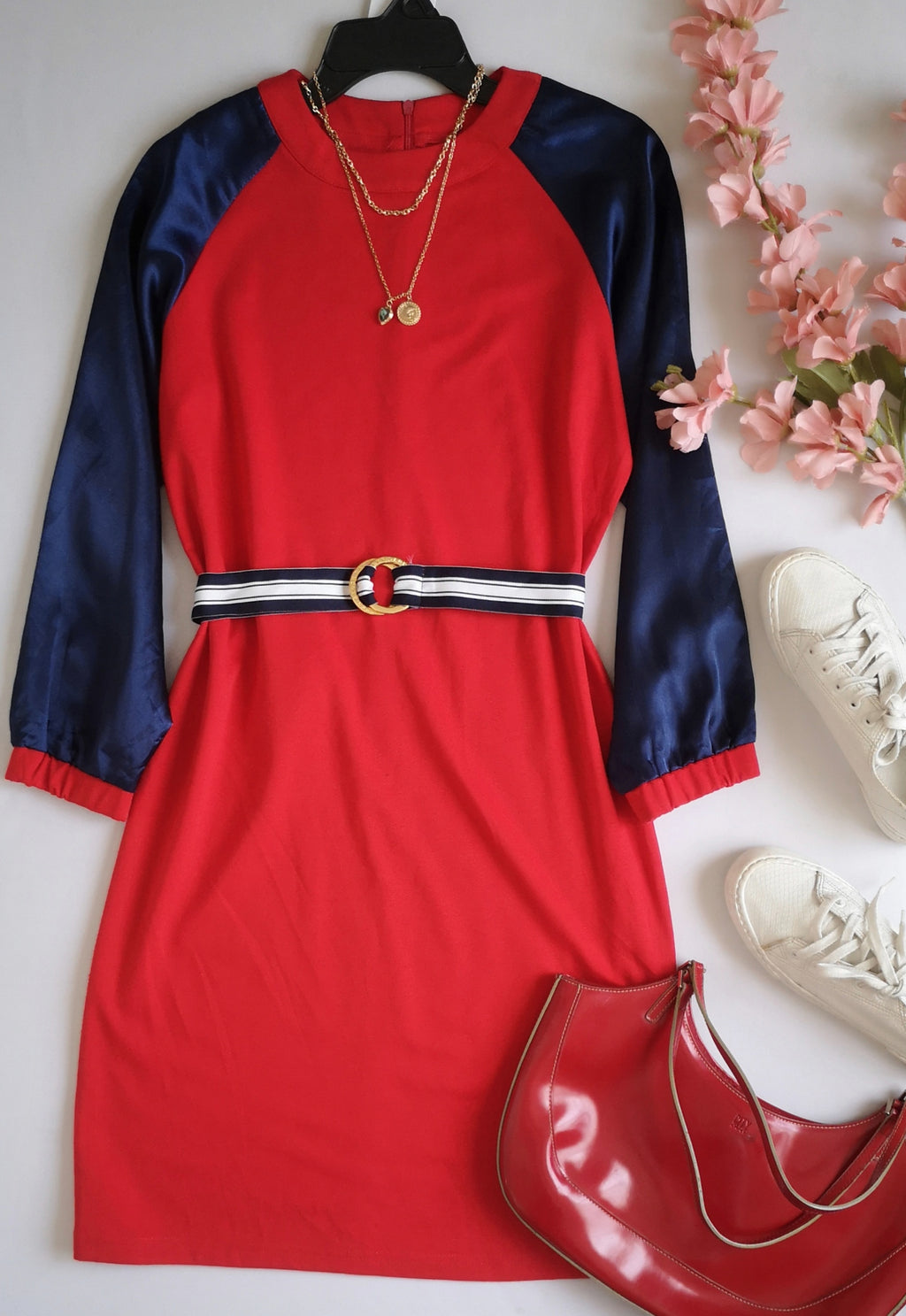 Vestido manga 3/4 incluye cincho