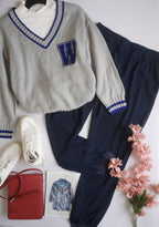 Sueter cuello en V con jogger tela suave 💙