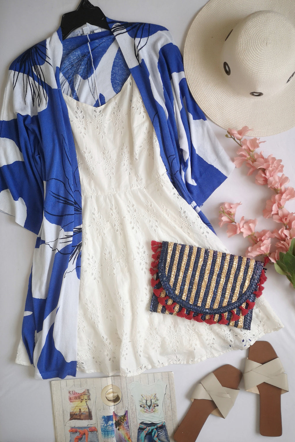 Cardigan manga corta con vestido bordado inglés ❤️
