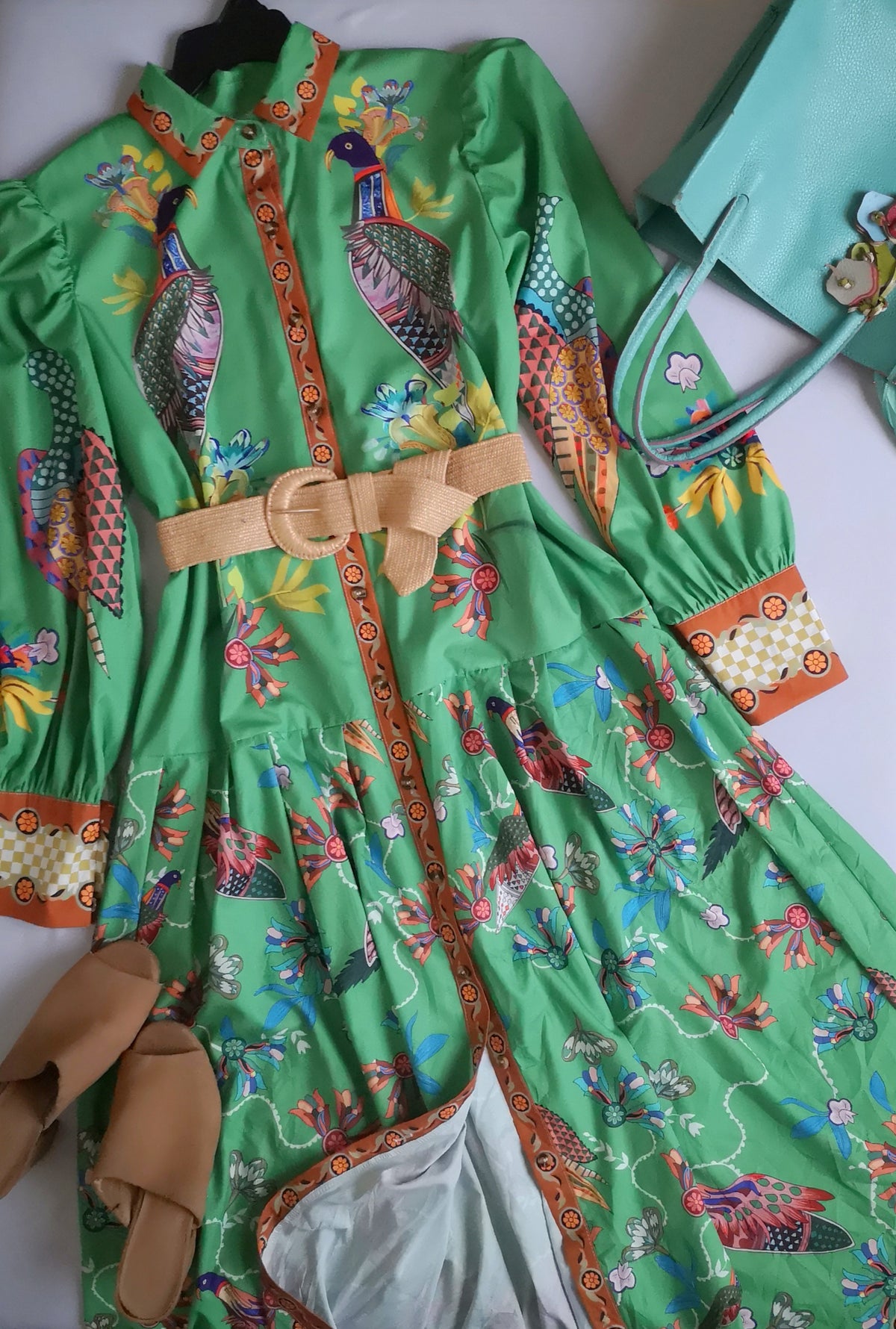 Vestido mangas bombachas incluye cincho