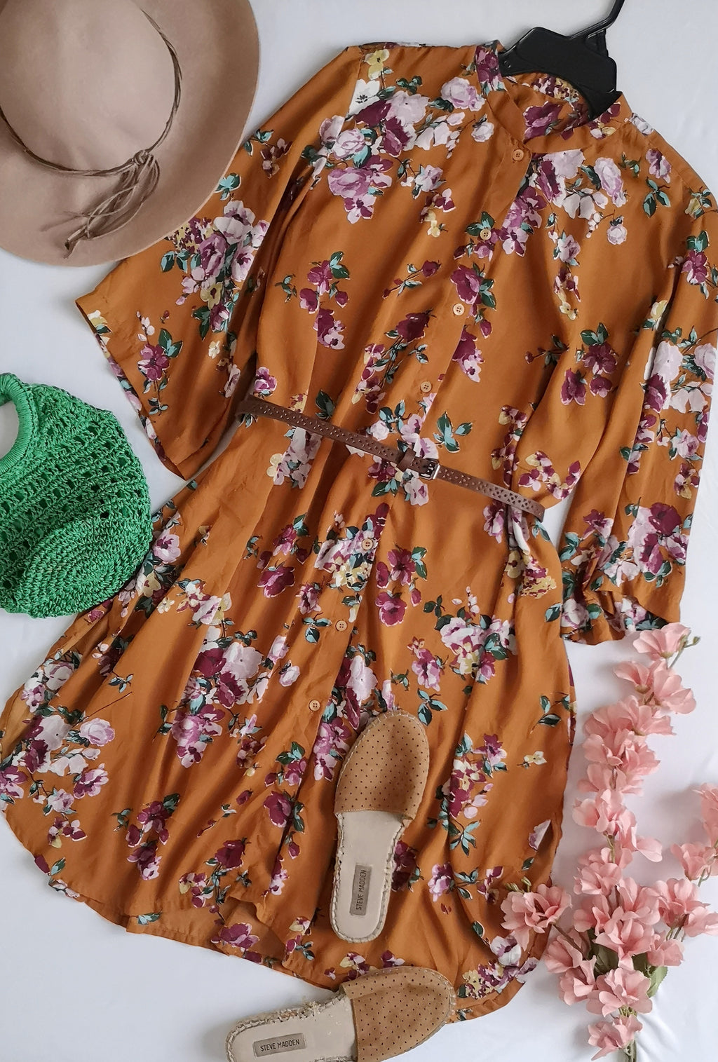 Vestido mangas anchas incluye cincho