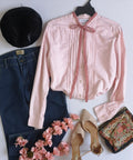 Blusa de algodón cuello chino incluye boina