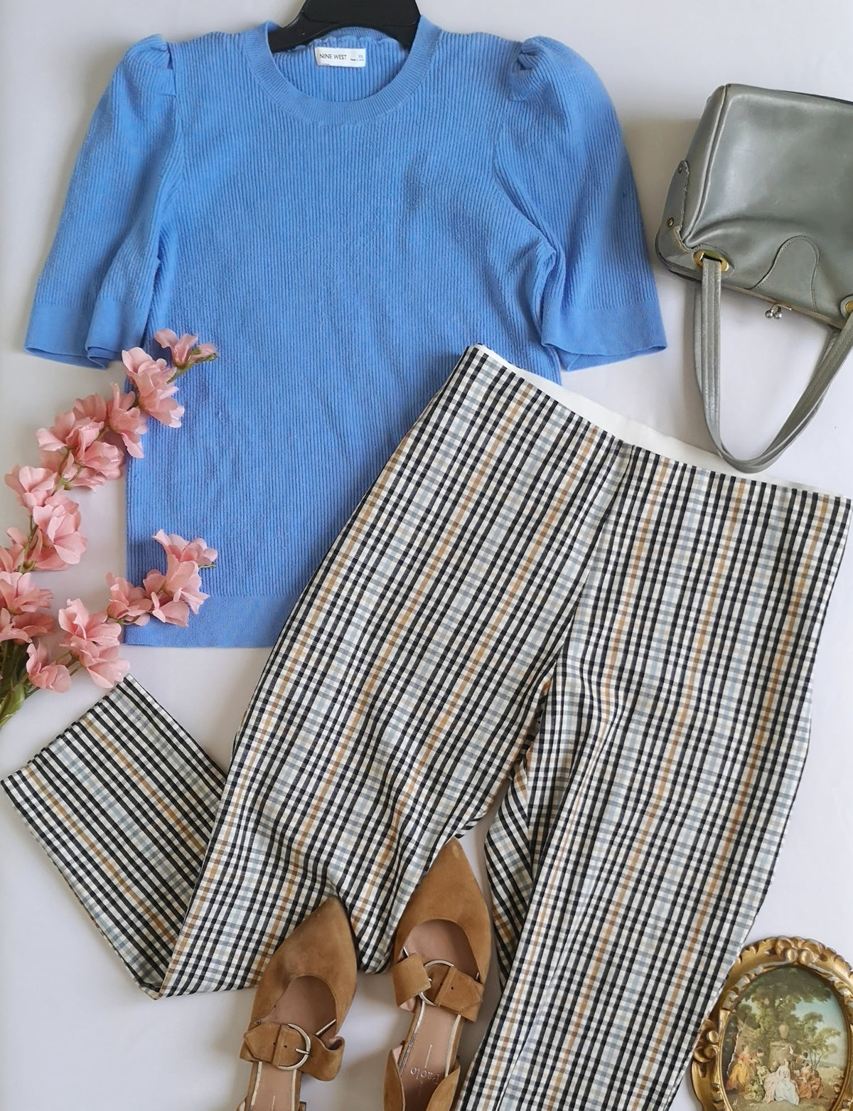 Blusa mangas princesa con pantalón con elástico en la cintura 💙