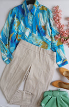 Blusa manga larga con pantalón tela suave