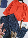 Pantalón corte recto con blusa manga 3/4 💙