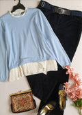 Blusa manga larga con pantalón de terciopelo 💙