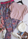 Blusa de algodón tejida con pantalón ancho de abajo ⚓