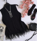 Blusa con plumas abajo incluye collar