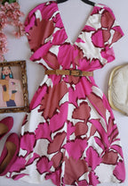 Vestido midi con bolsas a los lados incluye cincho