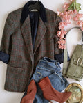 Blazer con cuello de cuero